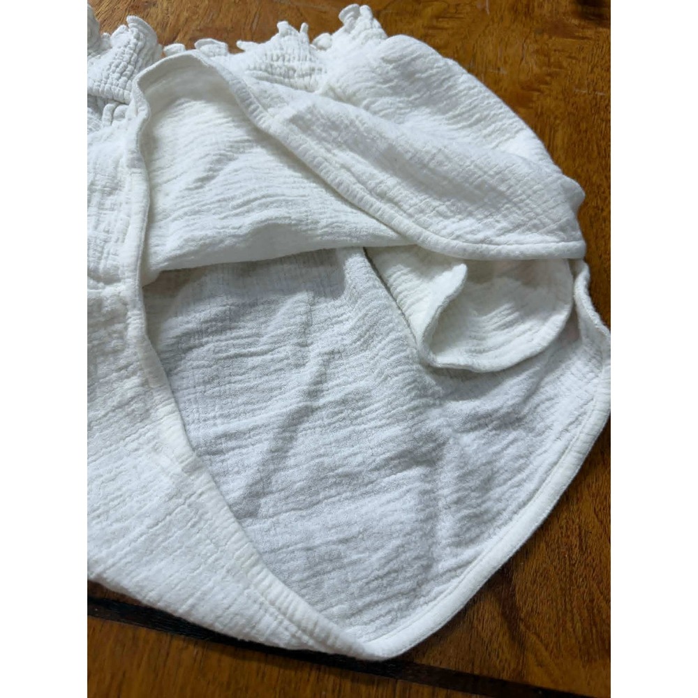 HATCH Size 1 White Gauze Cotton Smocked Waist Maternity Short Shorts Summer - Picture 3 of 9
